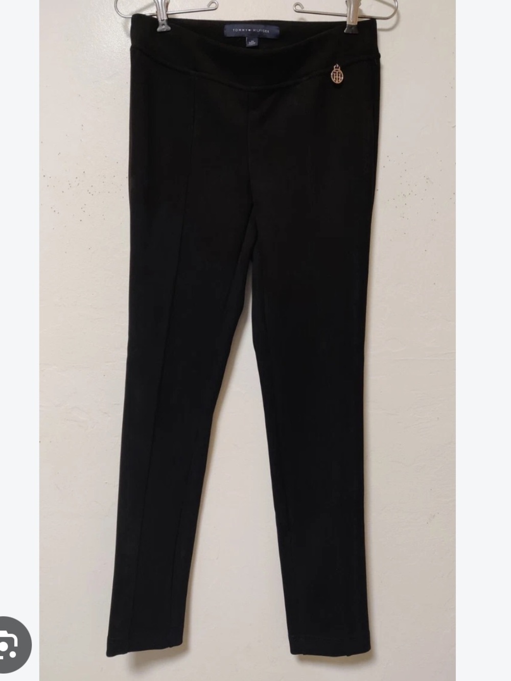 Tommy Hilfiger Black Skinny Women’s Pants with Logo Charm